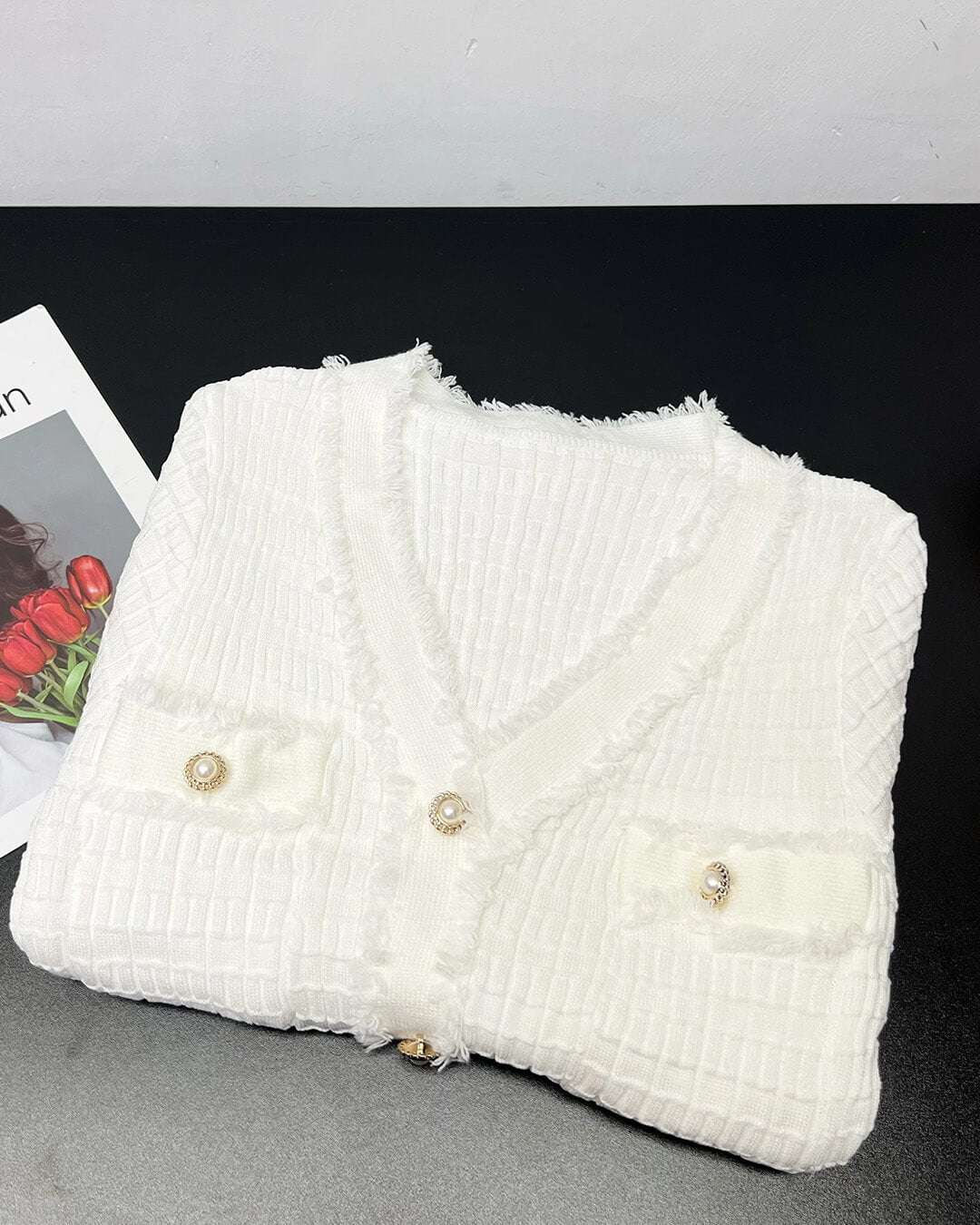 Sabrina gebreide trui-jurk met V-hals