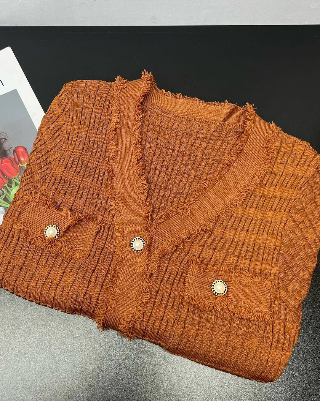 Sabrina gebreide trui-jurk met V-hals