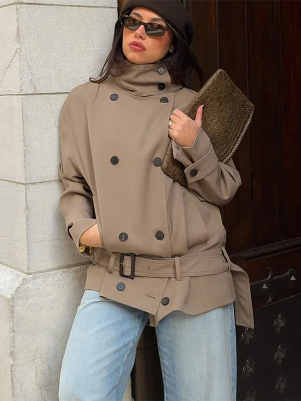 Saddie korte trenchcoat met ceintuur