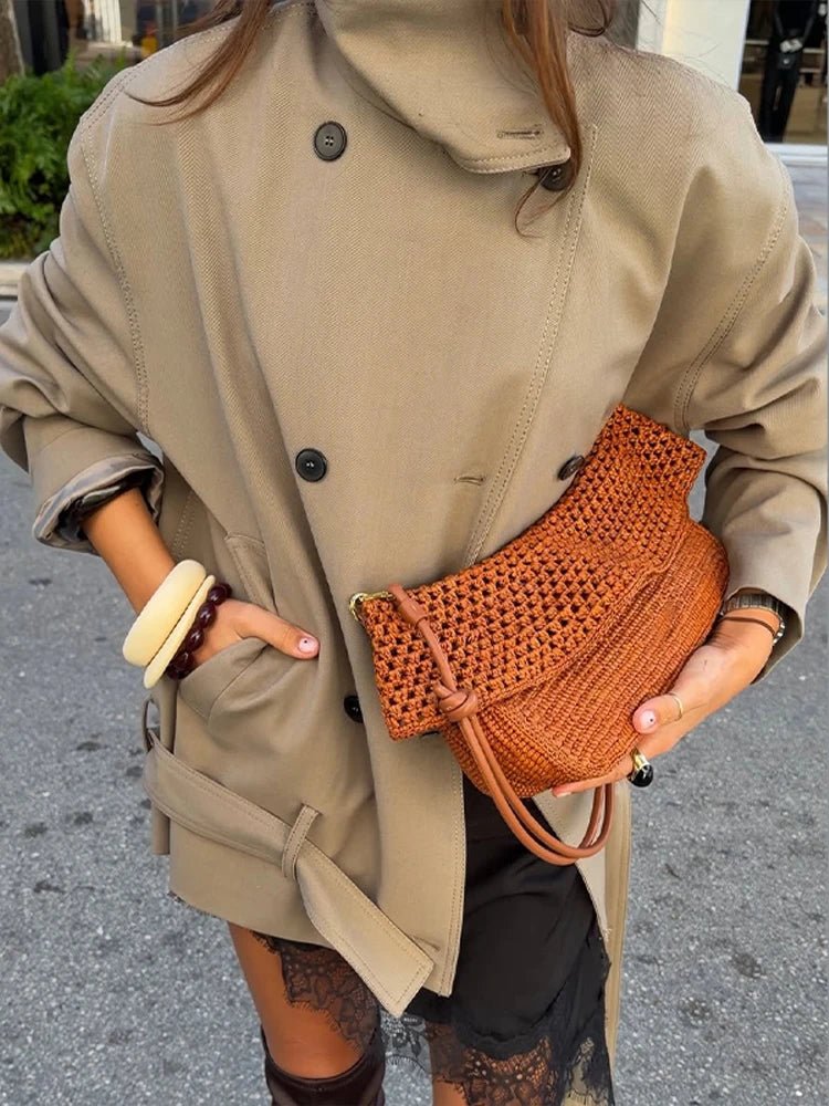 Saddie korte trenchcoat met ceintuur