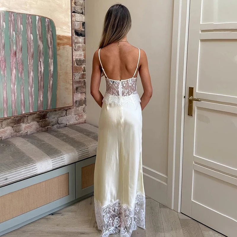 Sandra kanten maxi-jurk met V-hals