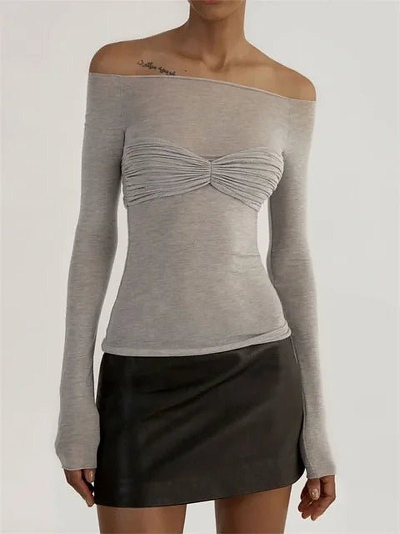 Sara transparante mesh off-shoulder top