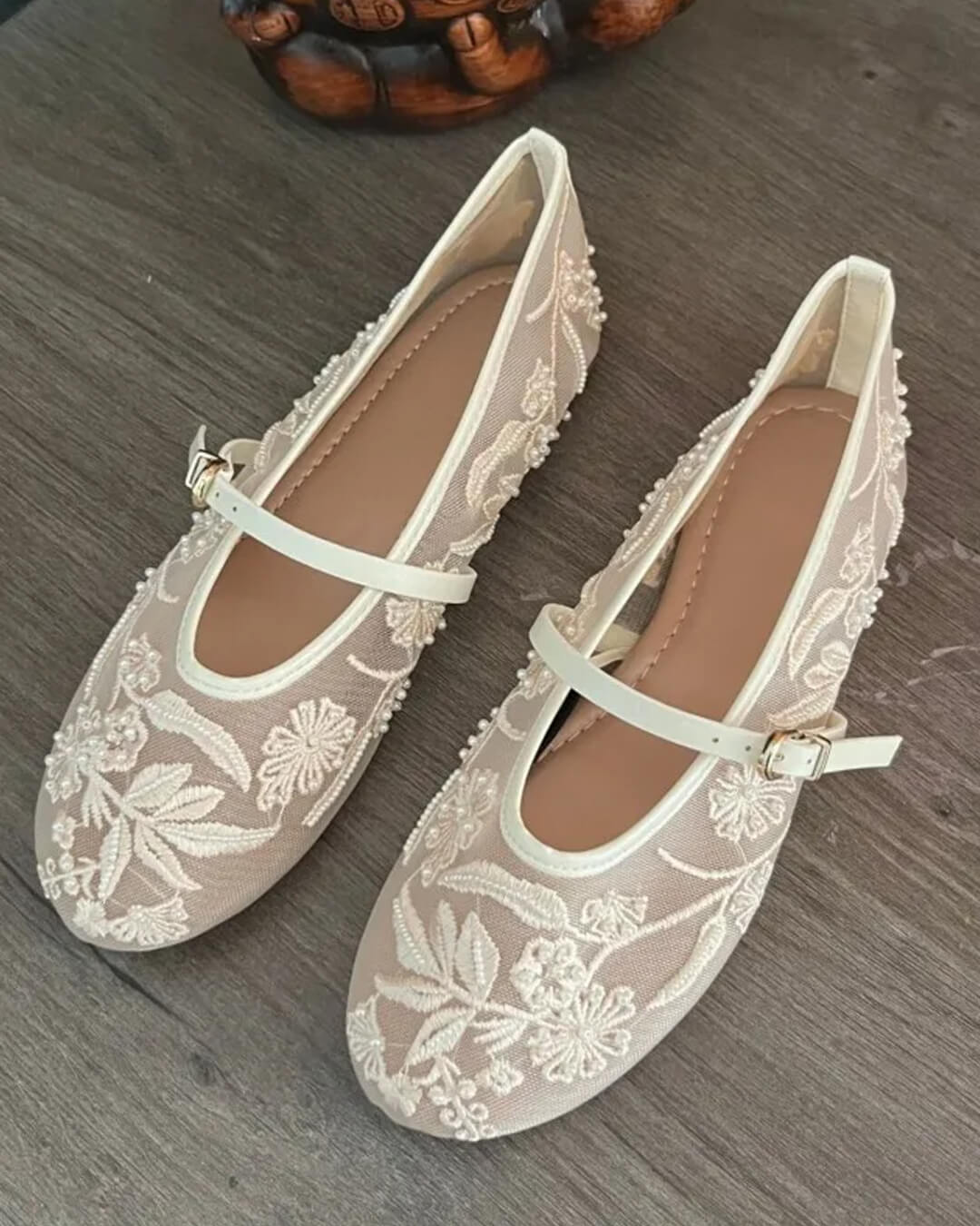 Balletpumps van mesh met kralen Sarah