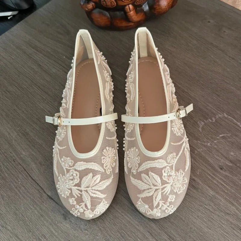 Balletpumps van mesh met kralen Sarah