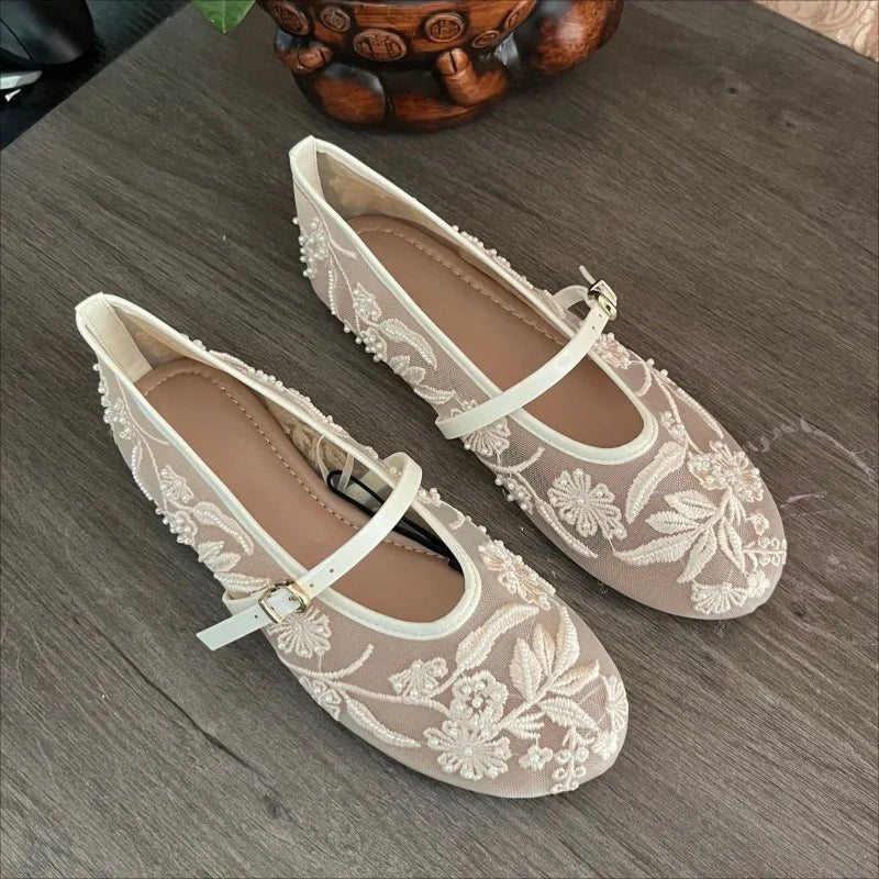 Balletpumps van mesh met kralen Sarah