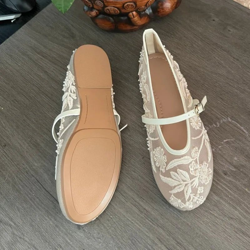Balletpumps van mesh met kralen Sarah