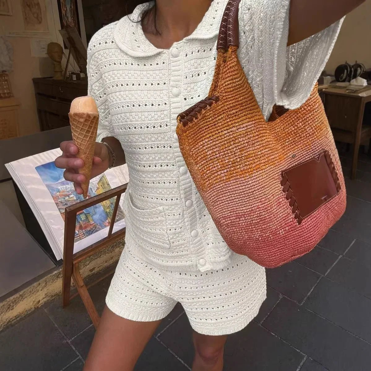 Sasha Solid Knit Cardigan Shorts Set