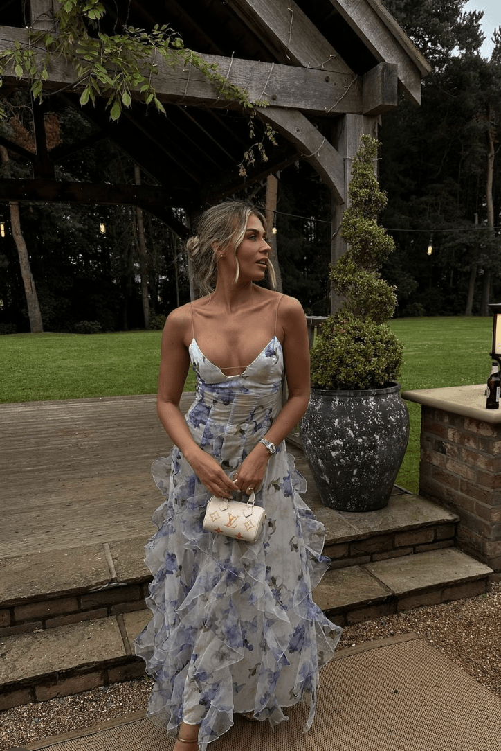 Shirley gebloemde maxi-jurk met ruches