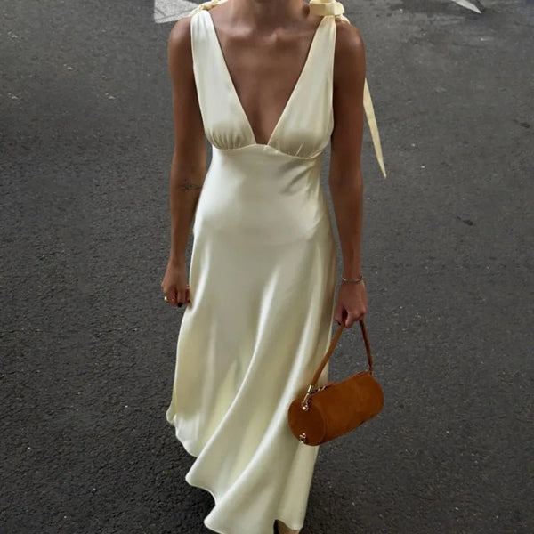 Sienna Satin Tie Strap Maxi Dress