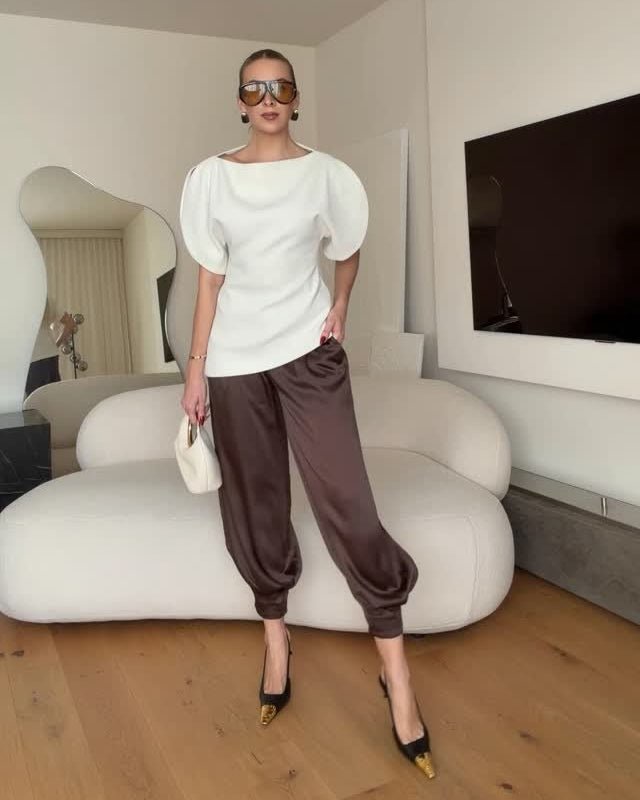Sienna gebreide top met ballonmouwen