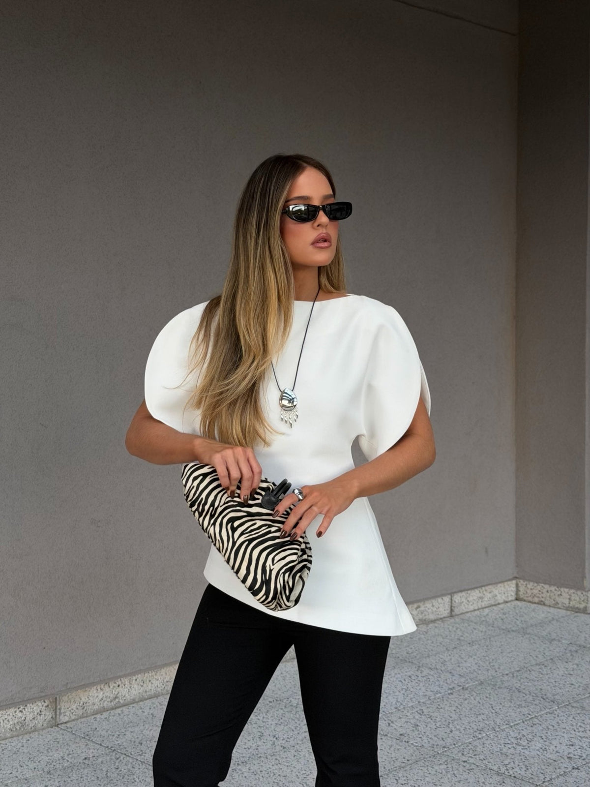 Sienna gebreide top met ballonmouwen