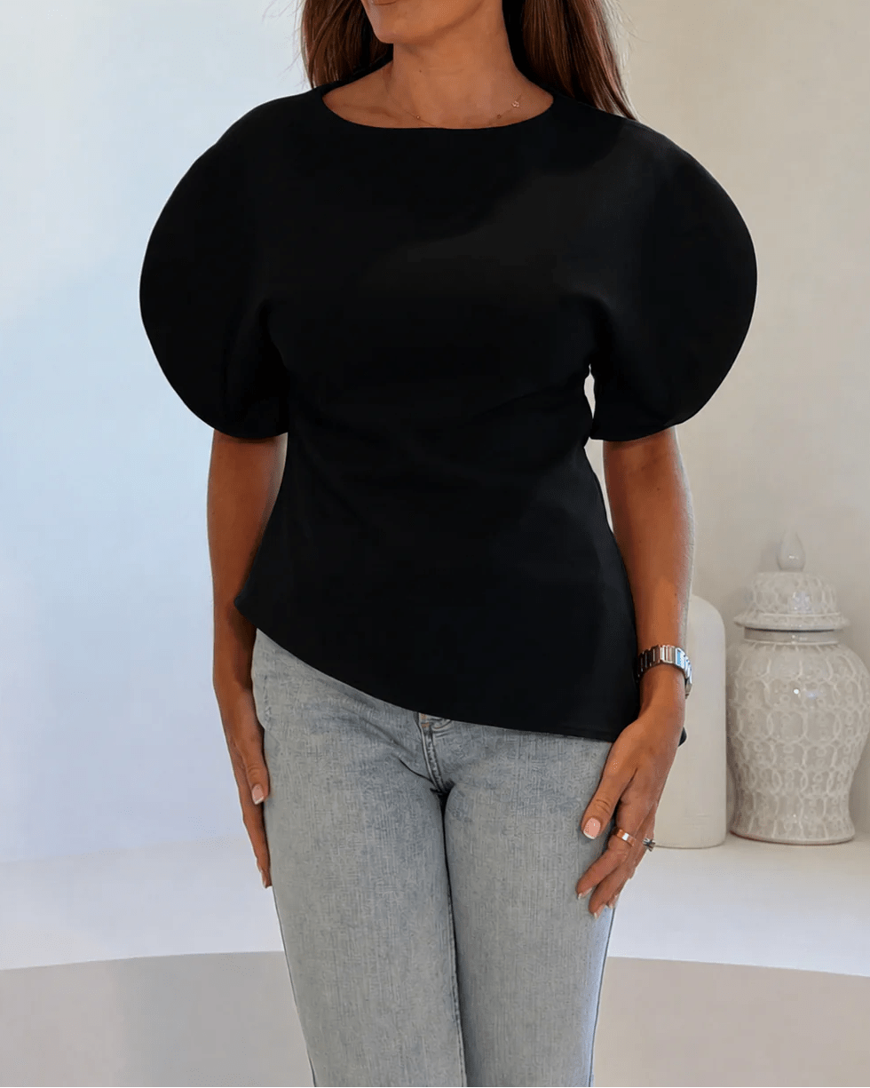 Sienna gebreide top met ballonmouwen