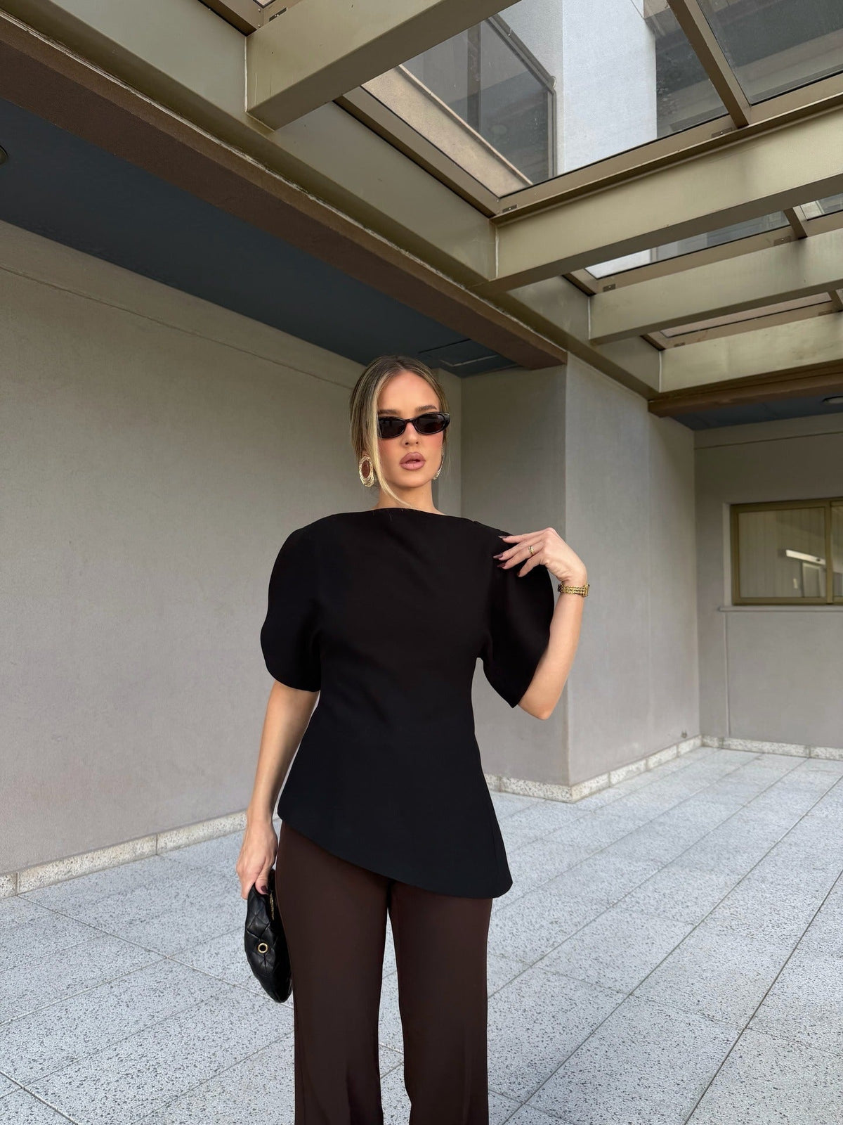 Sienna gebreide top met ballonmouwen