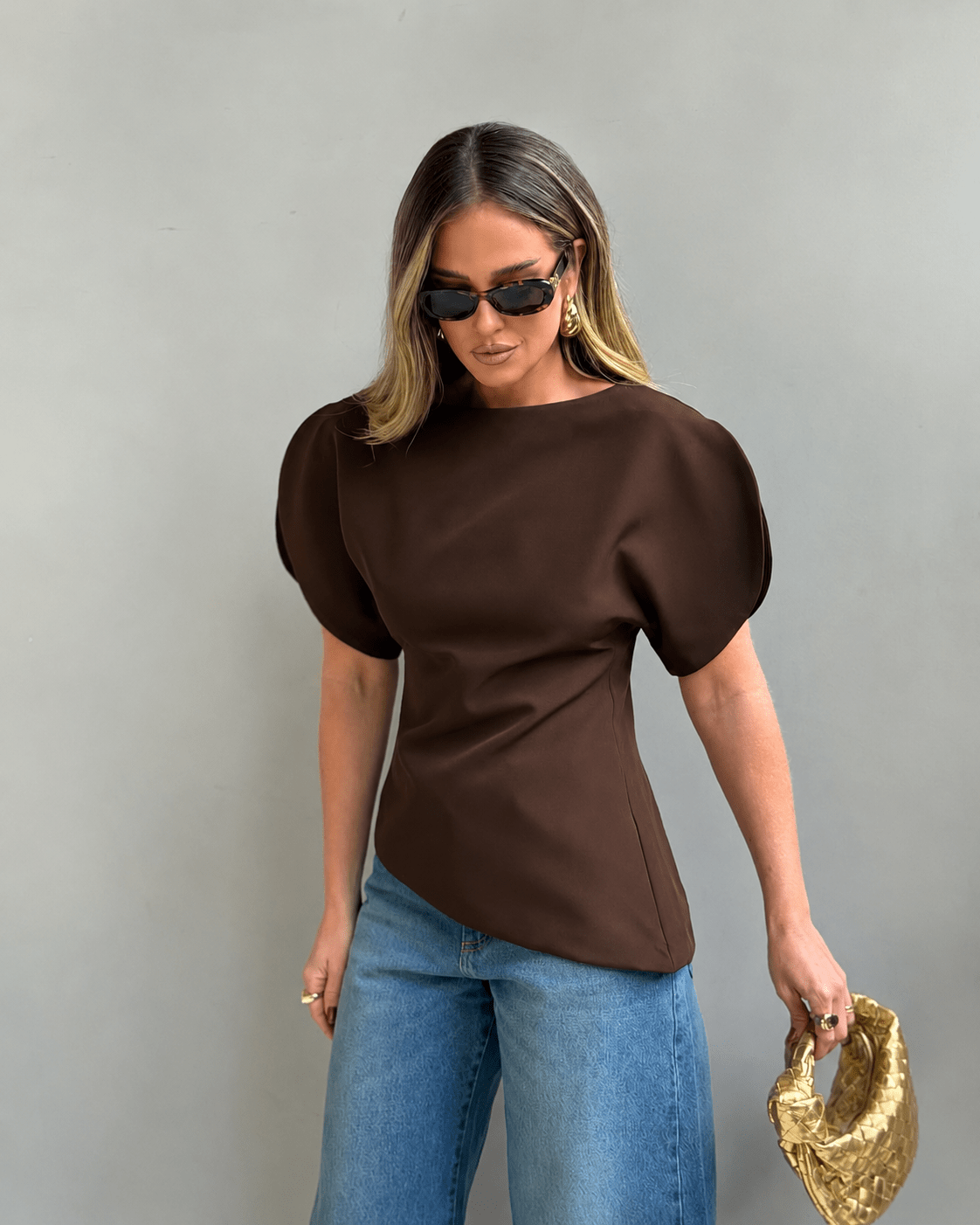 Sienna gebreide top met ballonmouwen