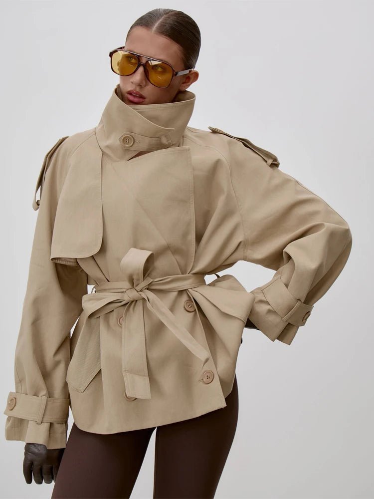 Sonia trenchcoat met opstaande kraag en veters
