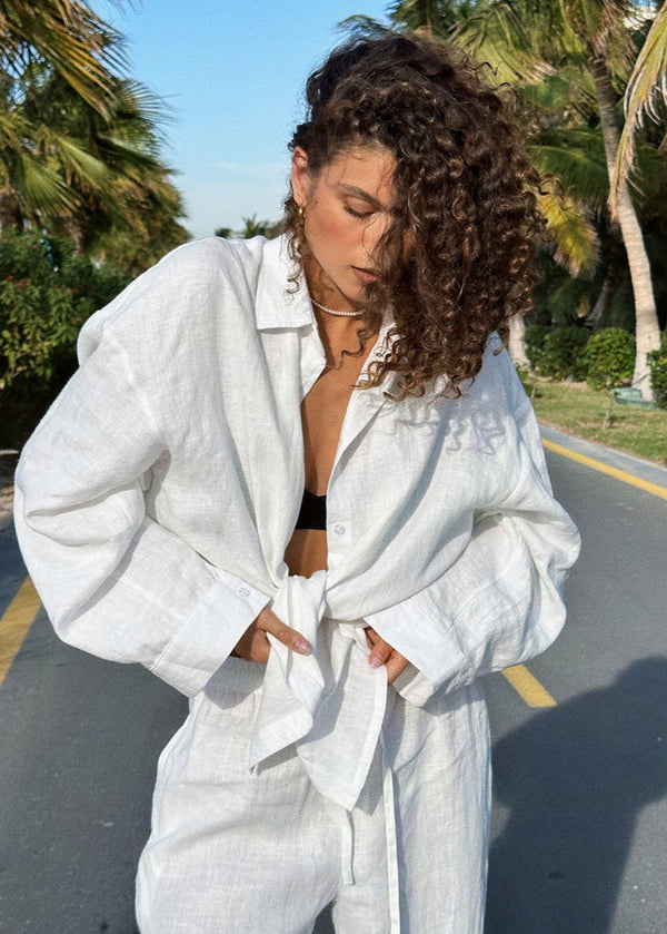 Sophia katoenen shirt- en loungebroekset