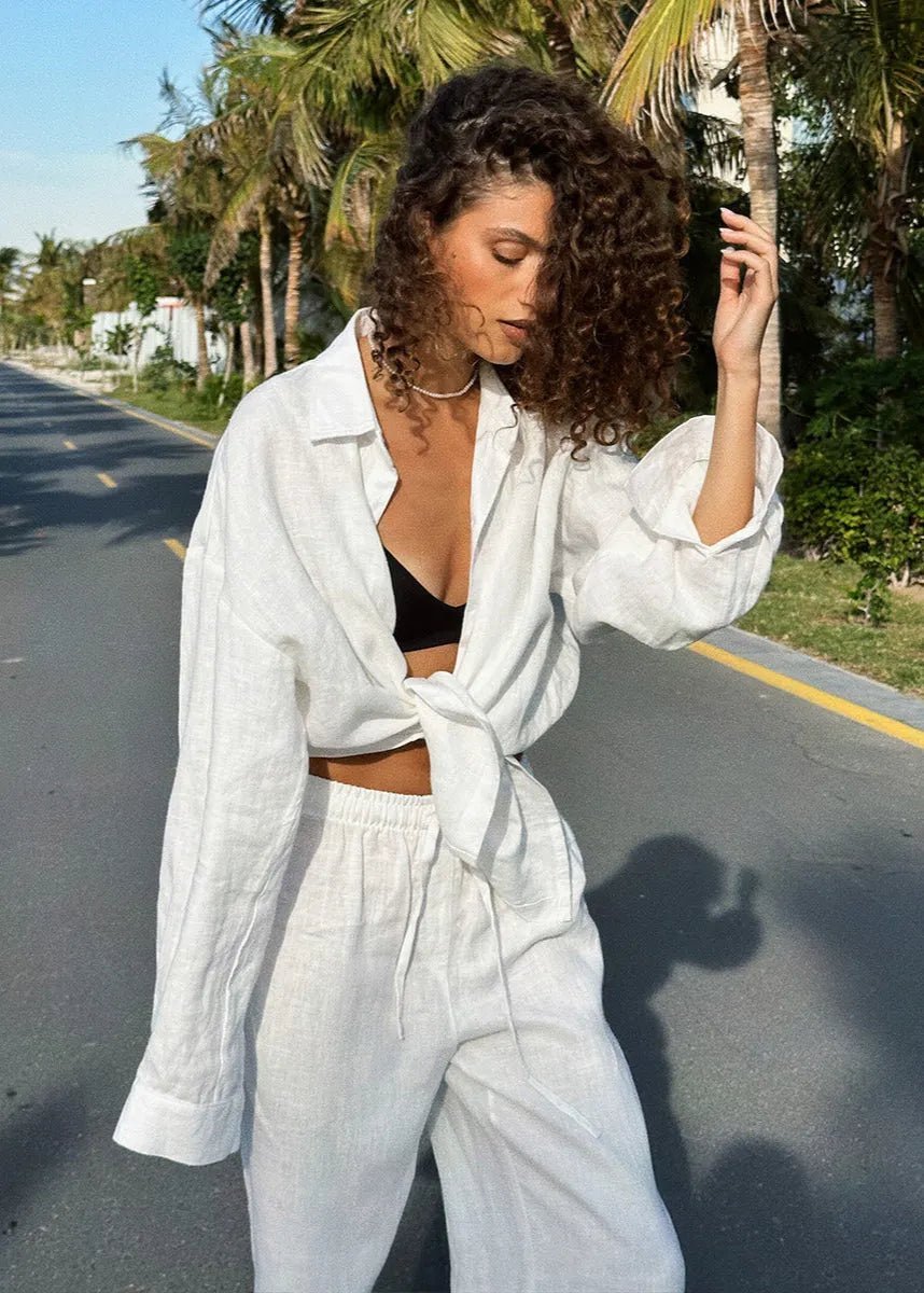 Sophia katoenen shirt- en loungebroekset