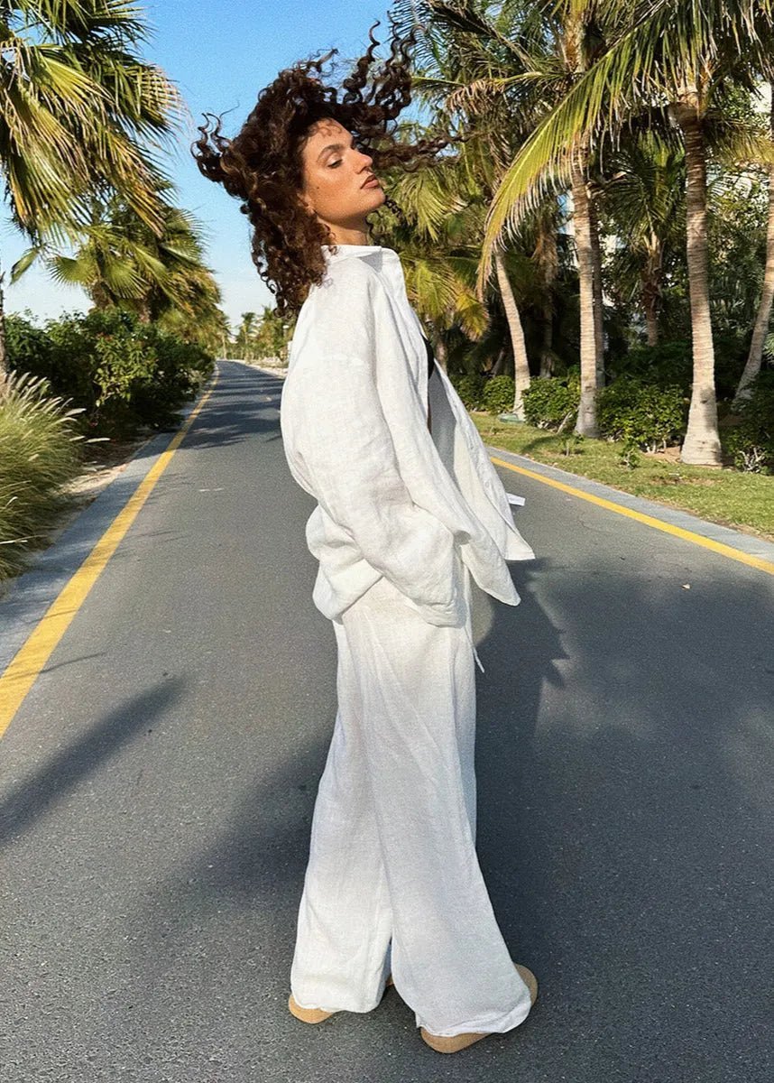 Sophia katoenen shirt- en loungebroekset