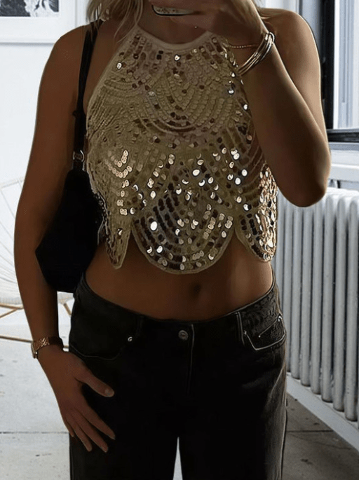 Sophia haltertop met pailletten