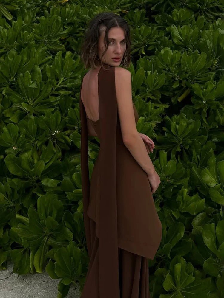 Sophia strapless meshmaxijurk met sjaal