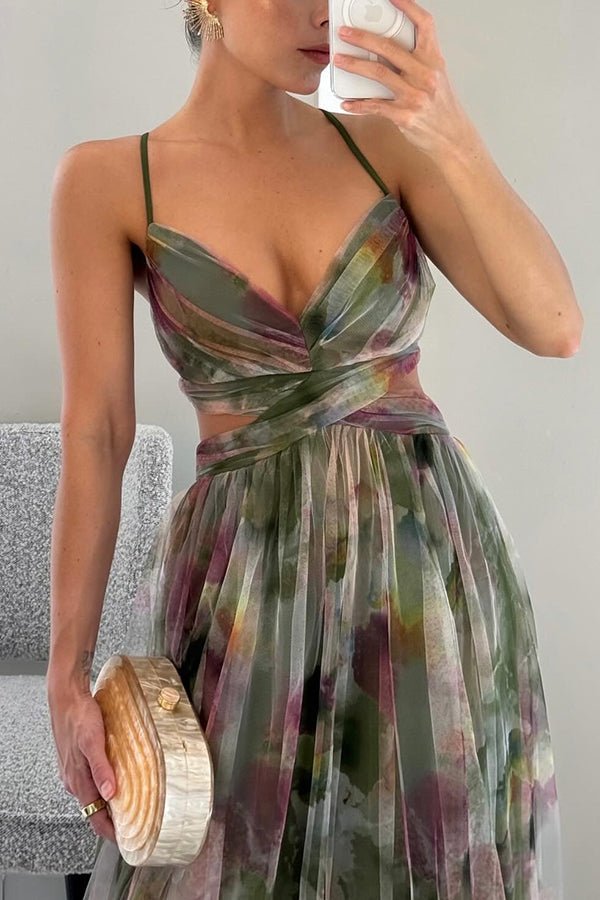 Stella maxi-jurk met bloemenprint en V-hals