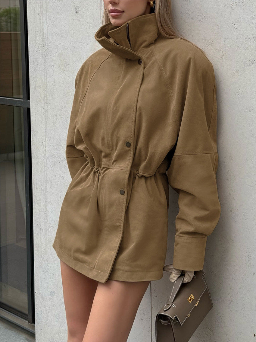 Jora jas in suède-look met trekkoord