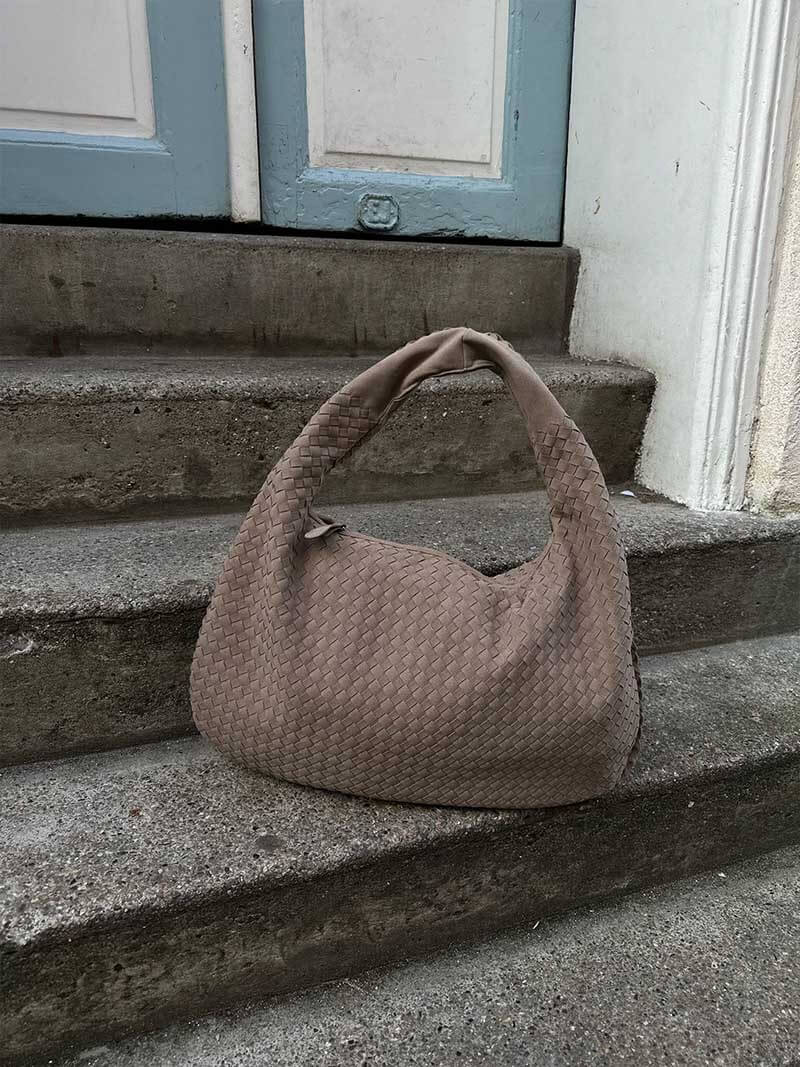 Suède gevlochten tas XL