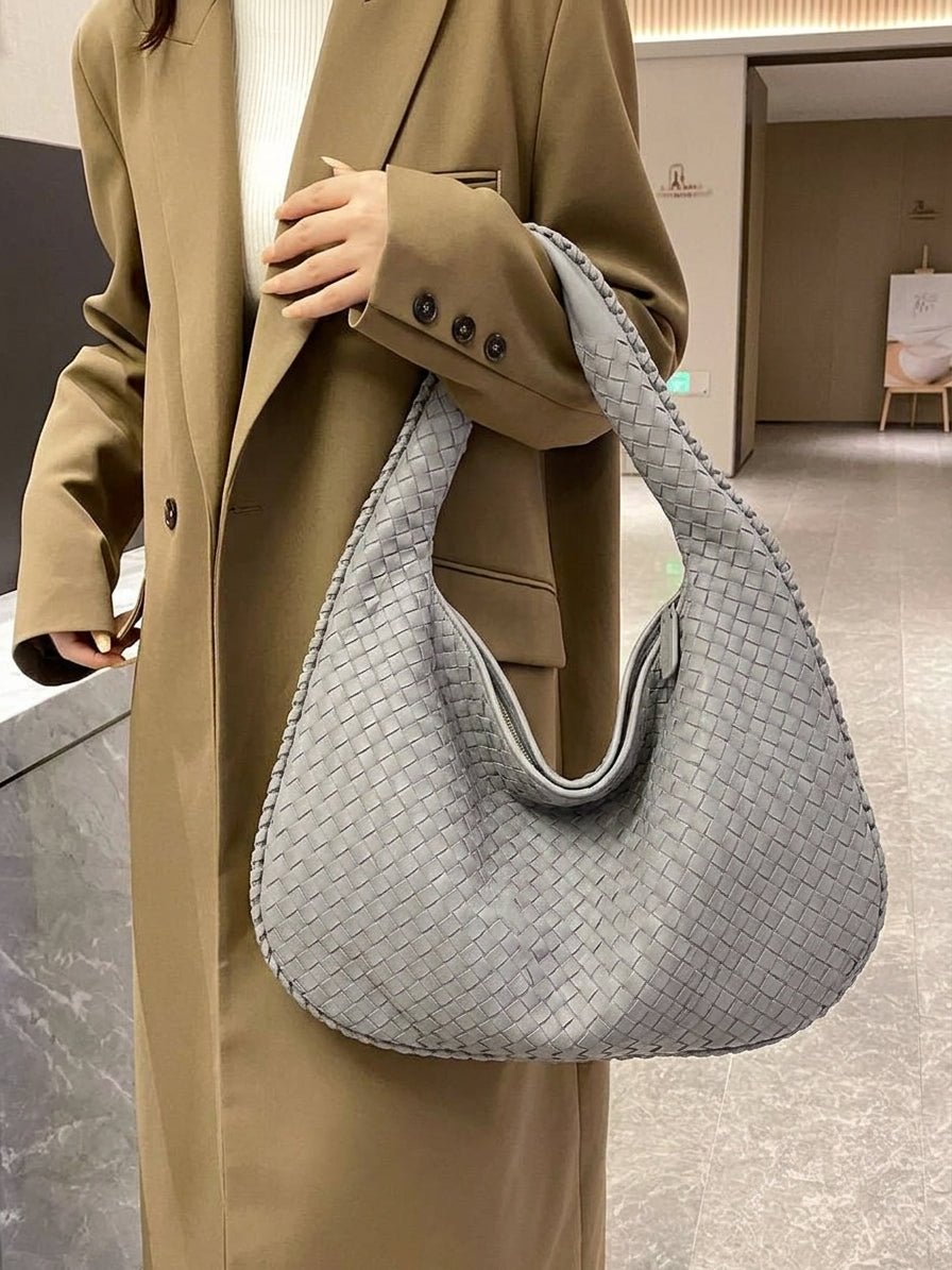 Suède gevlochten tas XL