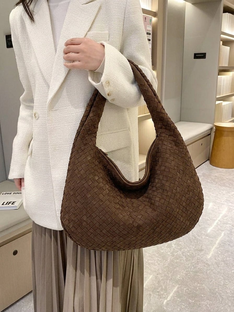 Suède gevlochten tas XL