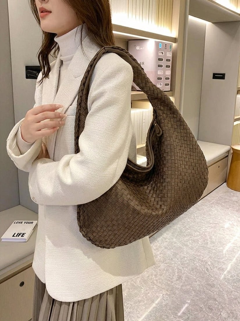 Suède gevlochten tas XL
