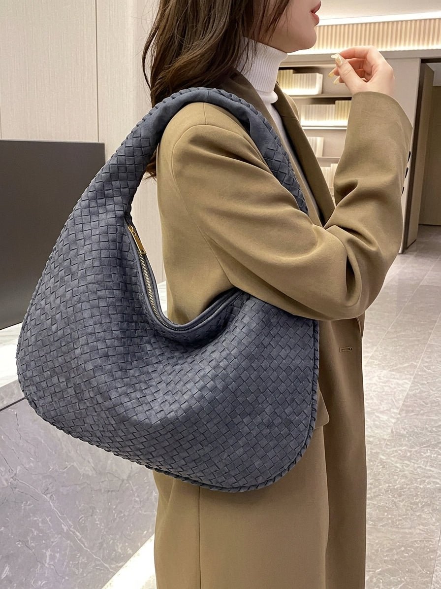 Suède gevlochten tas XL
