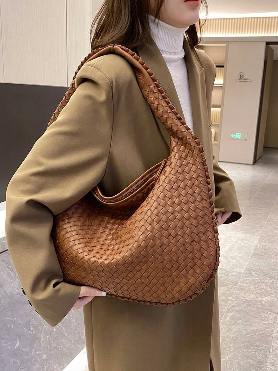 Suède gevlochten tas XL