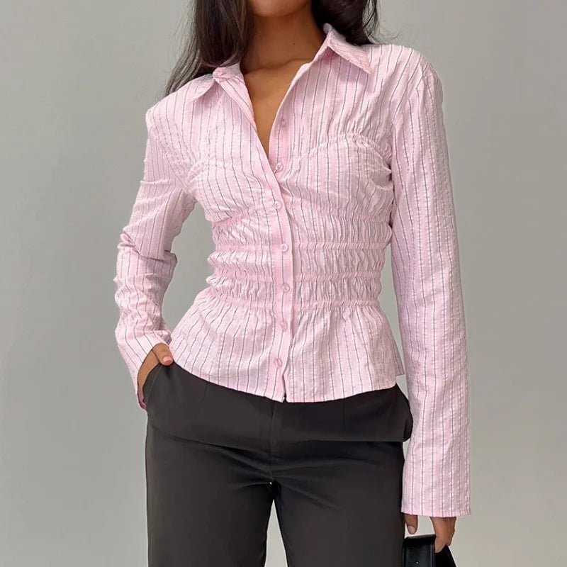 Susan blouse met lange mouwen en plooien