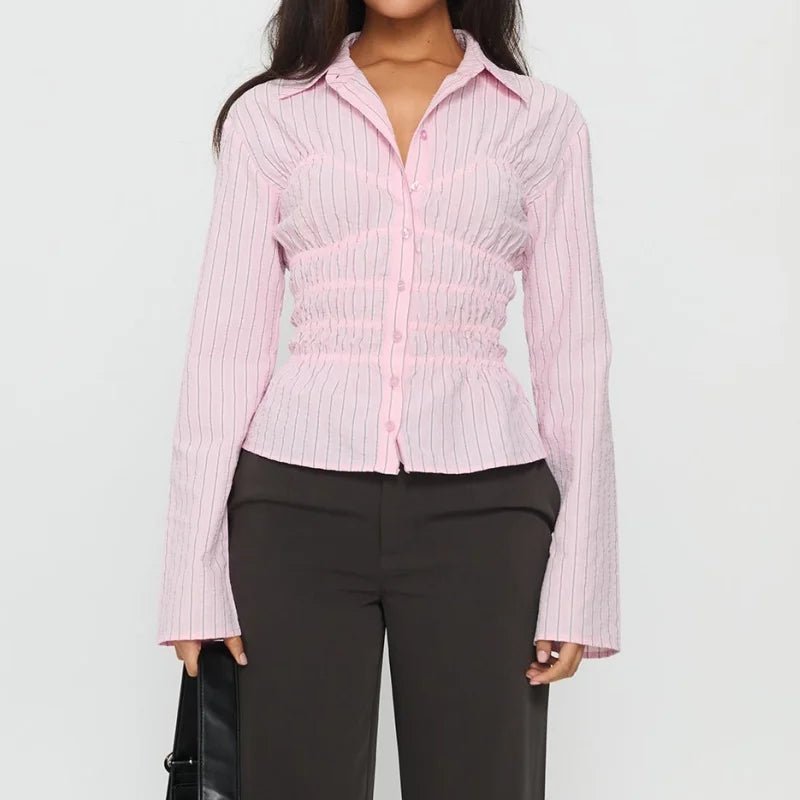 Susan blouse met lange mouwen en plooien