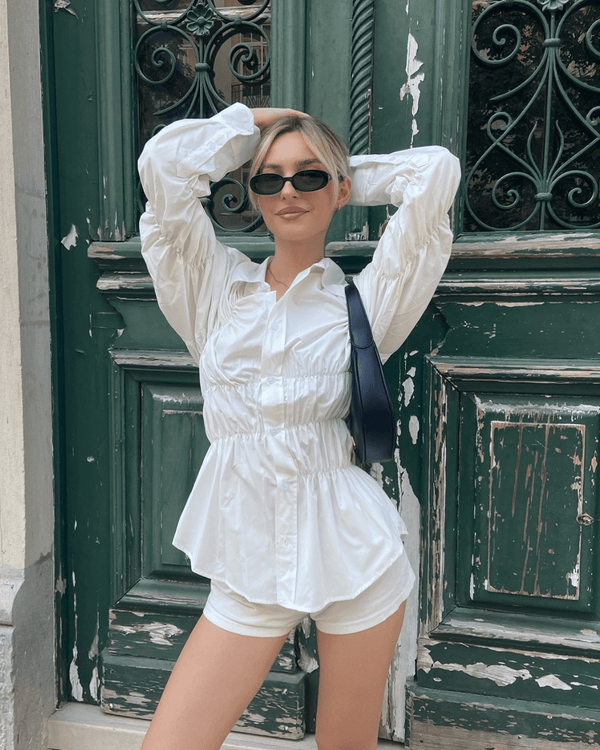 Suzette shirt met lange mouwen en rimpeldetail