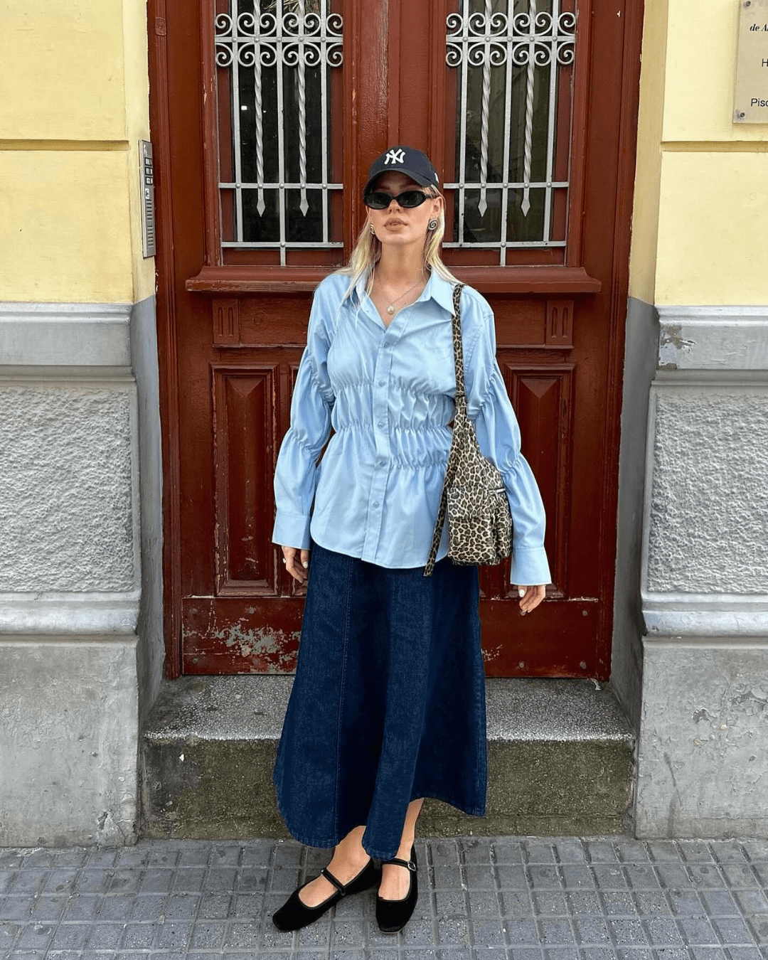 Suzette shirt met lange mouwen en rimpeldetail
