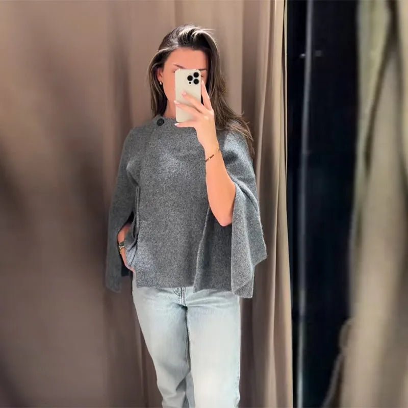 Suzette vest met vleermuismouwen en split