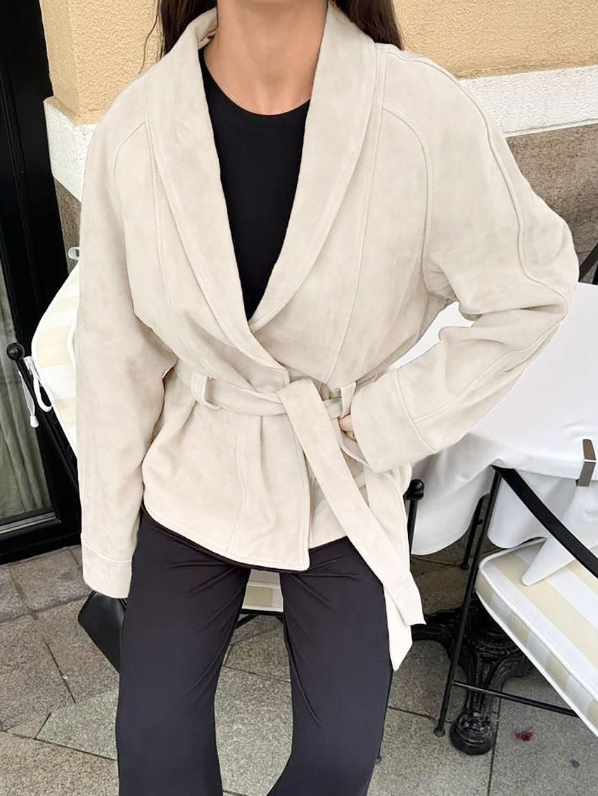Teresa trenchcoat van suède met ceintuur