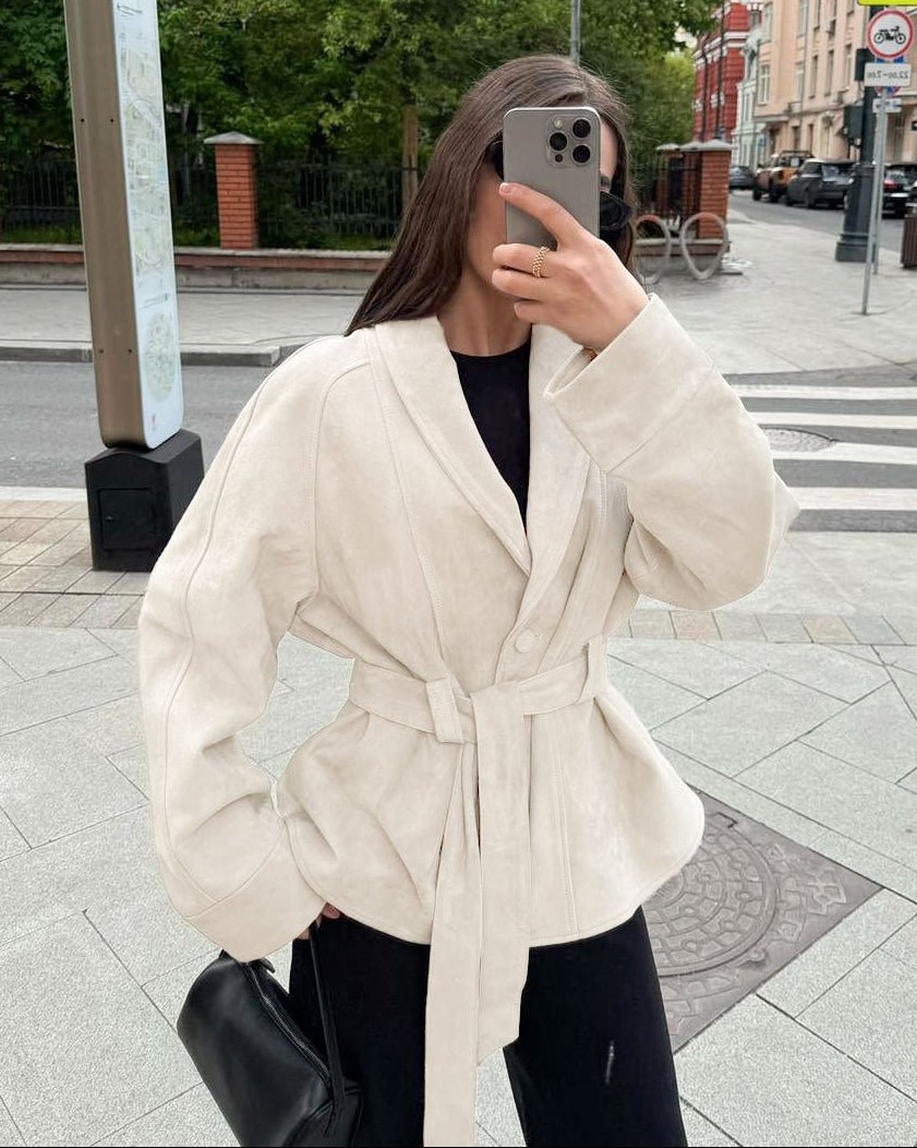Teresa trenchcoat van suède met ceintuur
