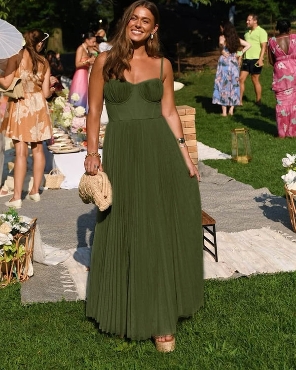Teresa geplooide mouwloze maxi-jurk