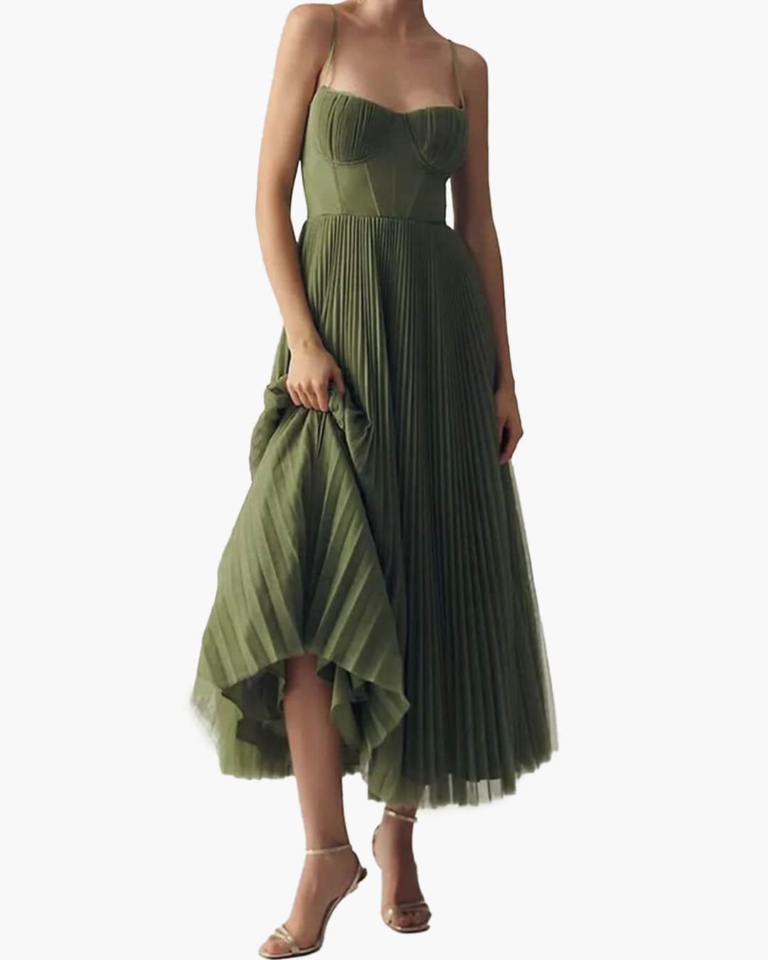 Teresa geplooide mouwloze maxi-jurk