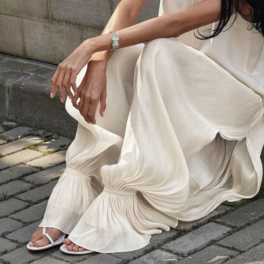 Thea doorschijnende broek met wijde pijpen