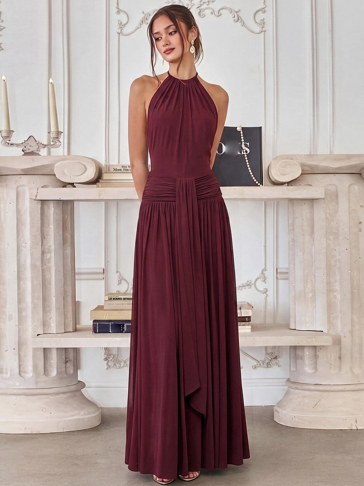 Dora maxi-jurk met halternek
