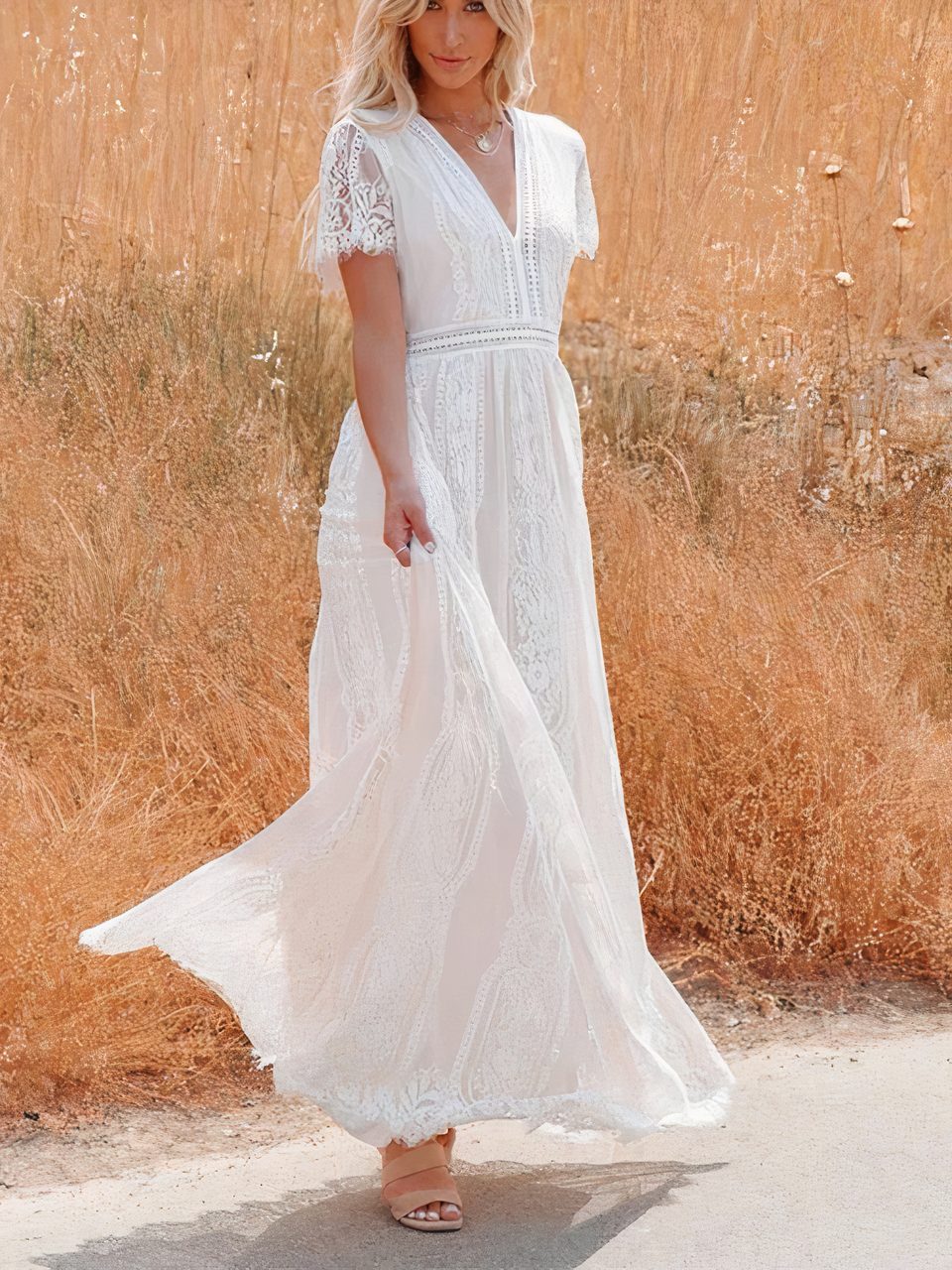 Tilda bohemian maxi-jurk van kant