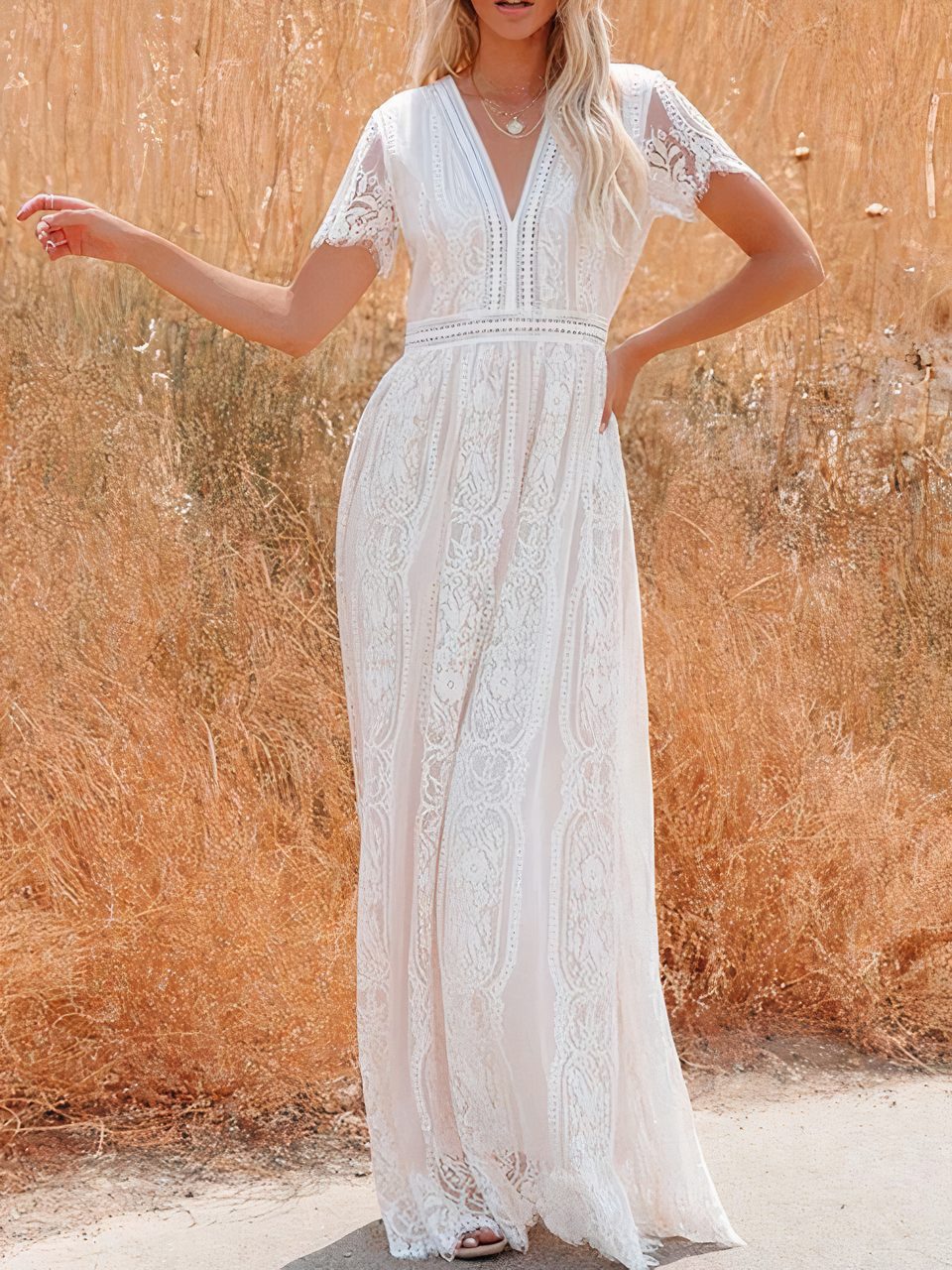 Tilda bohemian maxi-jurk van kant