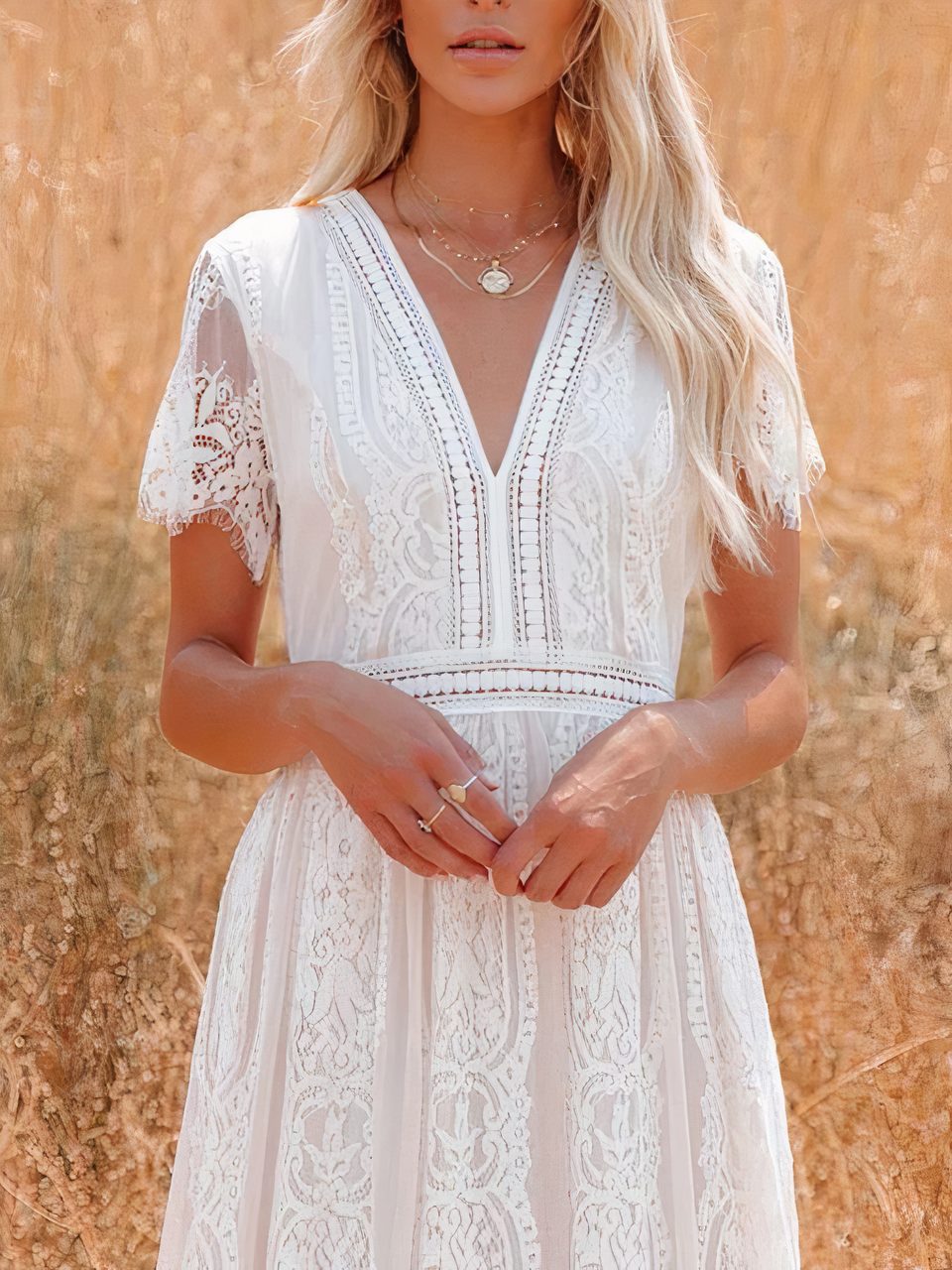 Tilda bohemian maxi-jurk van kant