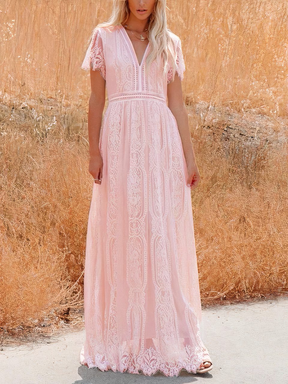 Tilda bohemian maxi-jurk van kant