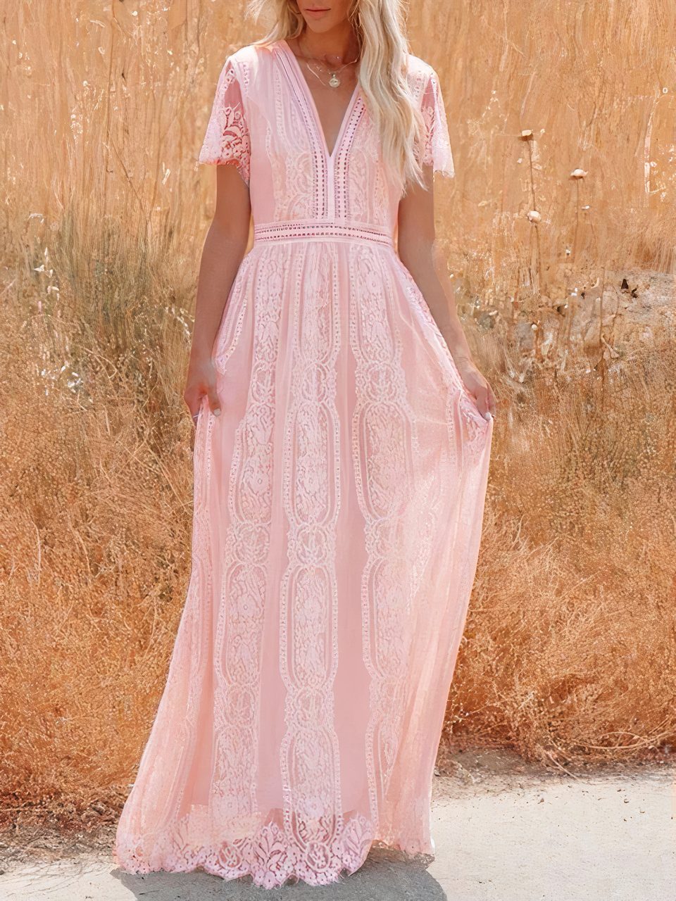 Tilda bohemian maxi-jurk van kant