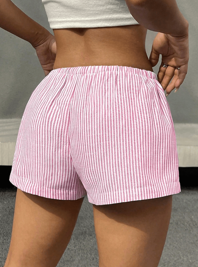 Tirzah gestreepte shorts met lage taille en elastische band
