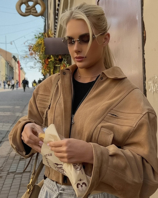 Trisha suède jasje met revers